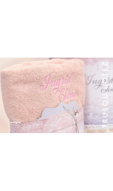 Trusou de botez pentru fetite, roz cu silver, lebada argintie  Silver Swan  10